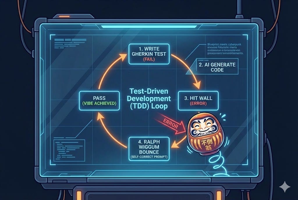 AI 結合 TDD (測試驅動開發) 與 Ralph Wiggum Loop 的「不倒翁機器人」，讓 vibe coding 能自我修復。TDD 從前是要花費大量人力的方式，現在有了 AI 變得輕而易舉。